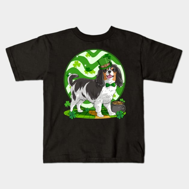 Cavalier King Charles Spaniel St Patricks Day Leprechaun Kids T-Shirt by Noseking